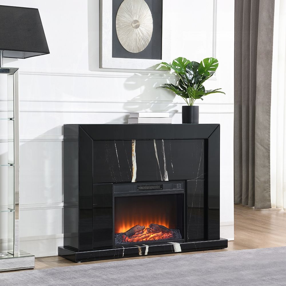 FIREPLACE MARBLE BLACK MIRRORED