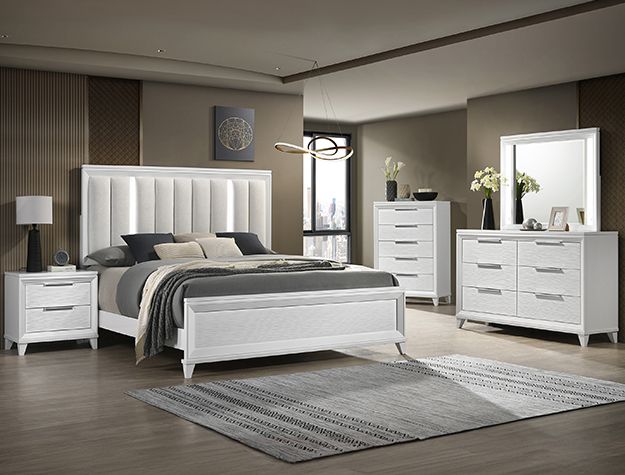 4PC BEDROOM SET WHITE LED
