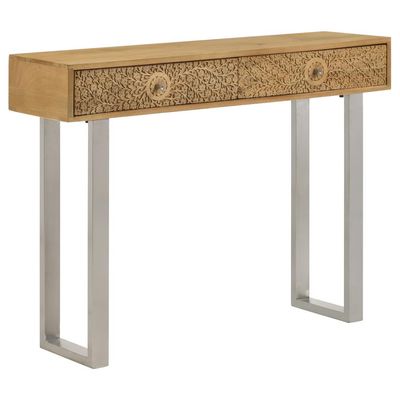 Console Table Hand Carved Details Natural
