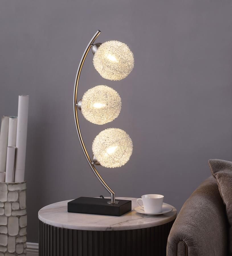 WOVEN SPHERICAL METAL TABLE LAMP