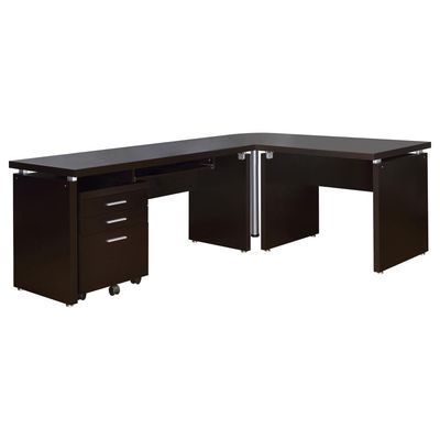 Shape Desk with Mobile File Cabinet