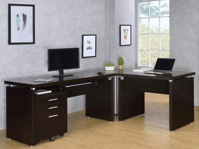 Shape Desk with Mobile File Cabinet