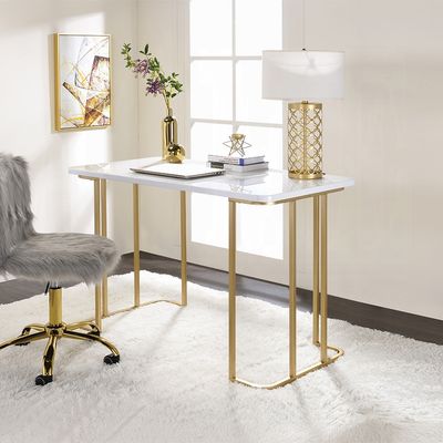 WHITE AND GOLD DESK