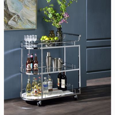 SILVER MARBLE SERVING CART