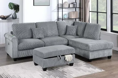 3PC SECTIONAL SET WITH OTTOMAN