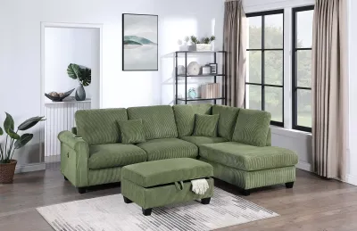 3PC SECTIONAL SET WITH OTTOMAN