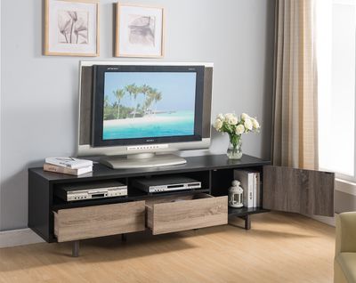 TV STAND - BLACK&amp;DARK TAUPE &amp; DISTRESSED GREY