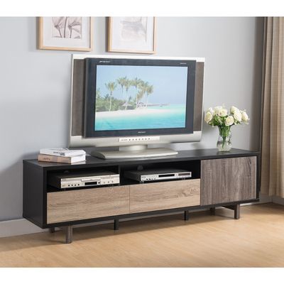 TV STAND - BLACK&amp;DARK TAUPE &amp; DISTRESSED GREY