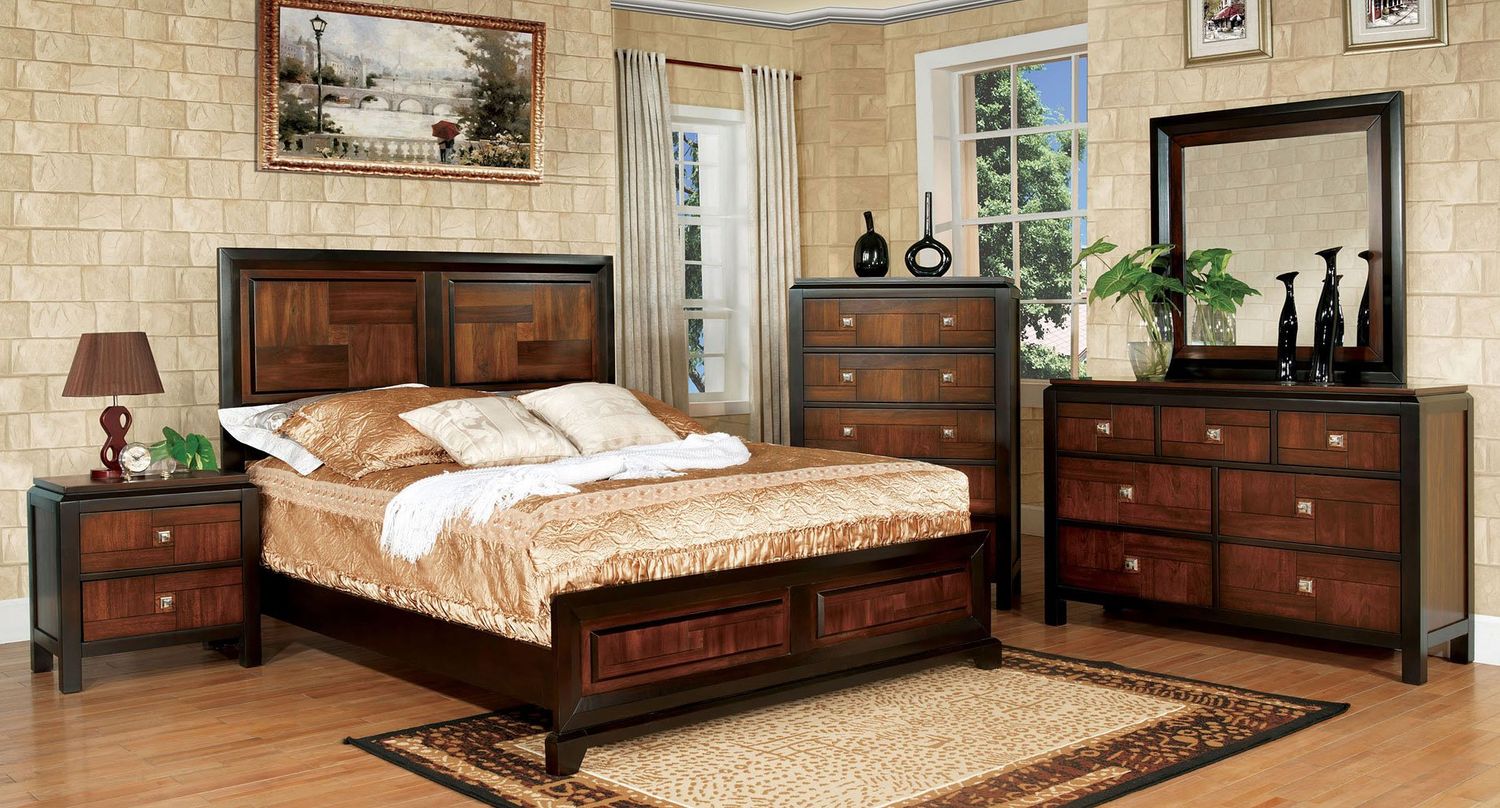 WOODEN DARK 4PC BEDROOM SET