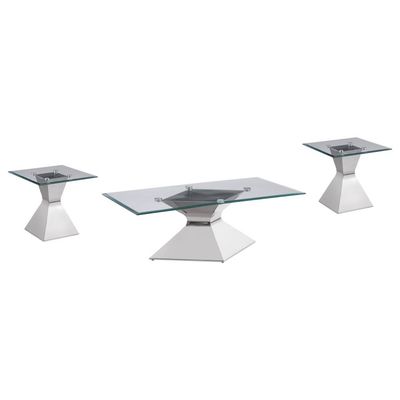 SILVER 3PC COFFEE TABLE SET