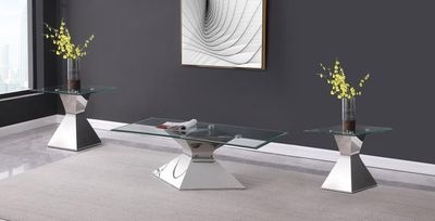 SILVER 3PC COFFEE TABLE SET