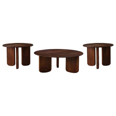 3PC SOLID WOOD COFFEE TABLE SET