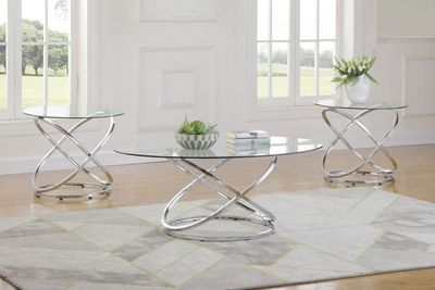 3PC GLASS COFFEE TABLE SET