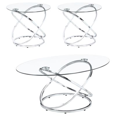 3PC GLASS COFFEE TABLE SET