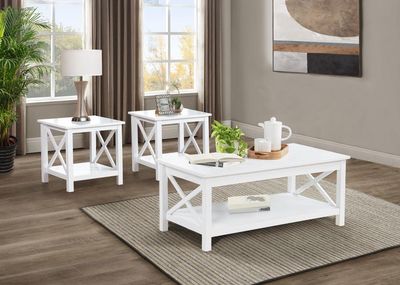 3PC WHITE COFFEE TABLE SET