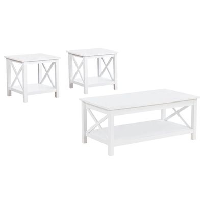 3PC WHITE COFFEE TABLE SET