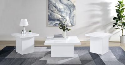 3PC WHITE COFFEE TABLE SET