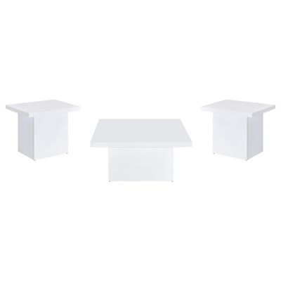 3PC WHITE COFFEE TABLE SET