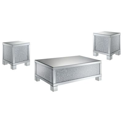 3PC COFFEE TABLE SET SILVER