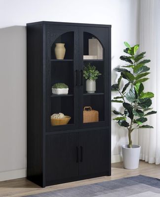 BLACK CURIO CABINET WITH LIGHT