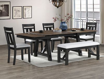 6PC DINING SET WHITE AND BROWN