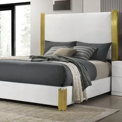 4PC BEDROOM SET WHITE AND GOLD
