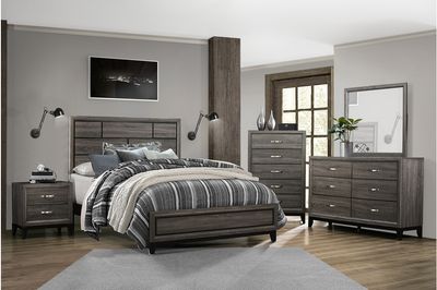 4PC BEDROOM SET DARK GREY