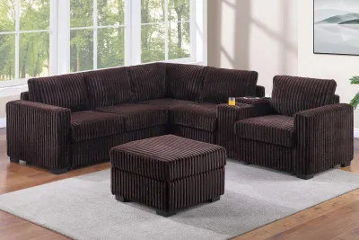SECTIONAL W OTTOMAN AND CUP HOLDERS