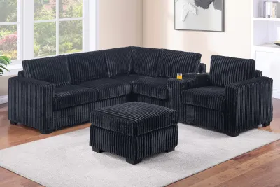 SECTIONAL W OTTOMAN AND CUP HOLDERS