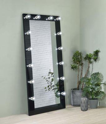 FLOOR MIRROR WITH LIGHTS BLACK