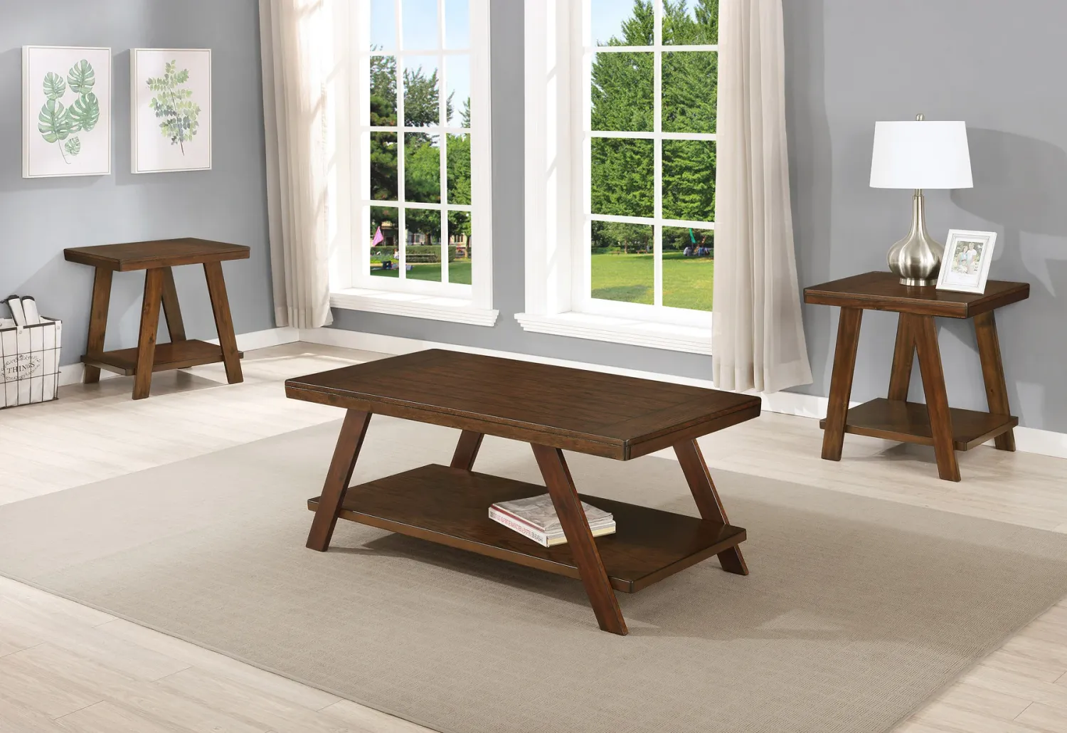 3PC WOODEN COFFEE TABLE SET