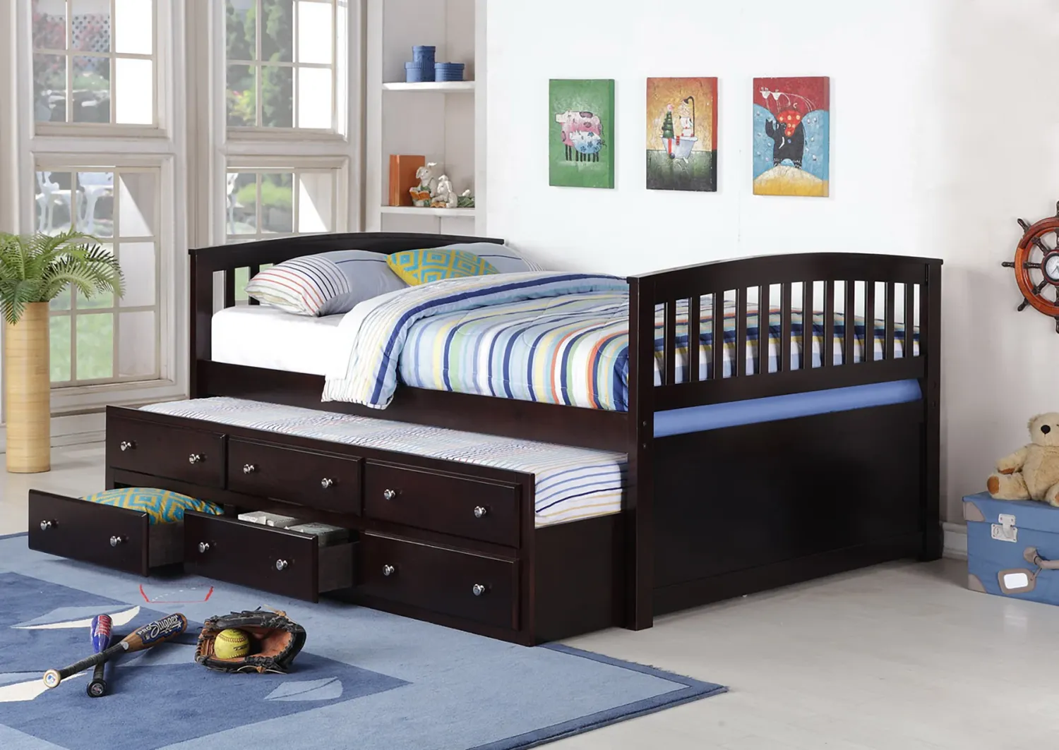 Full Captain Bed with Twin Trundle
