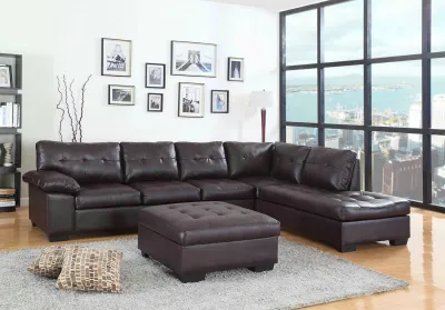 SOFA SECTIONAL DARK BROWN WITH OTTOMAN