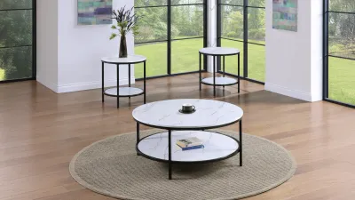3PC COFFEE TABLE SET MARBLE