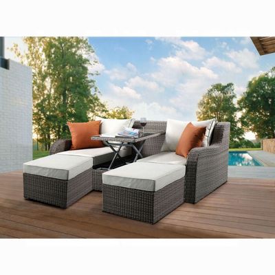 Patio Sofa W/2 Pillows &amp; 2 Ottomans