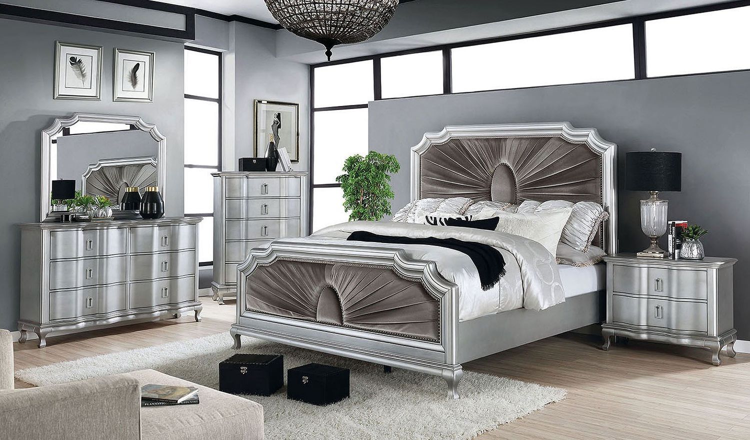 4PC SILVER BEDROOM SET