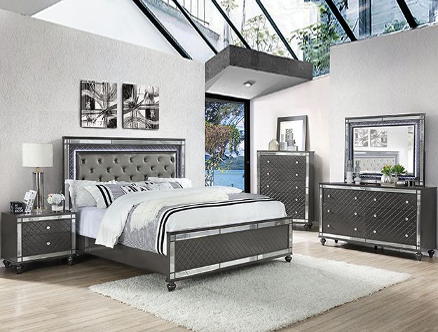 4PC DARK SILVER BEDROOM SET