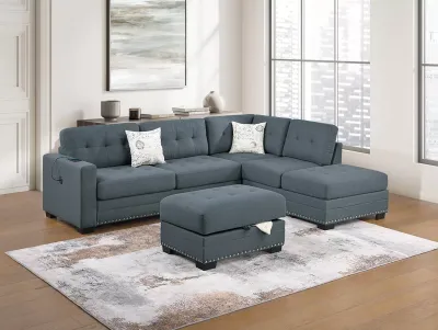 3-Piece Reversible Sectional Set W/ Ottoman