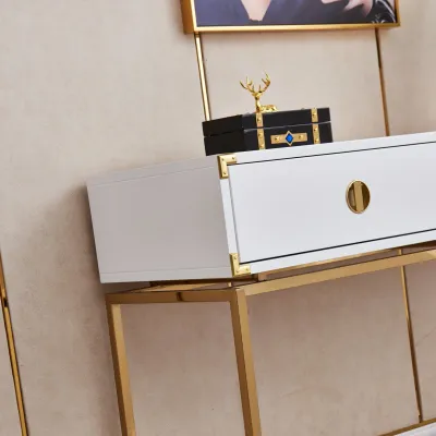 CONSOLE TABLE WHITE GOLD