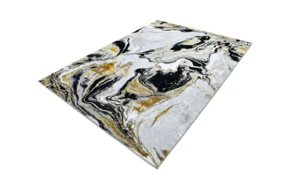GOLD BLACK AND WHITE RUG