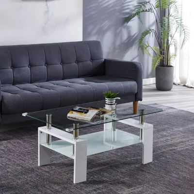 COFFEE TABLE SQUARE GLASS TOP SET