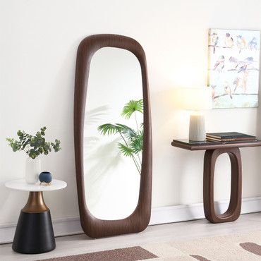 ABSTRACT WOODEN FLOOR MIRROR