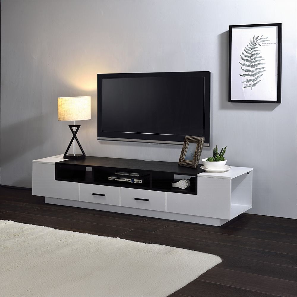 WHITE AND BLACK TV STAND
