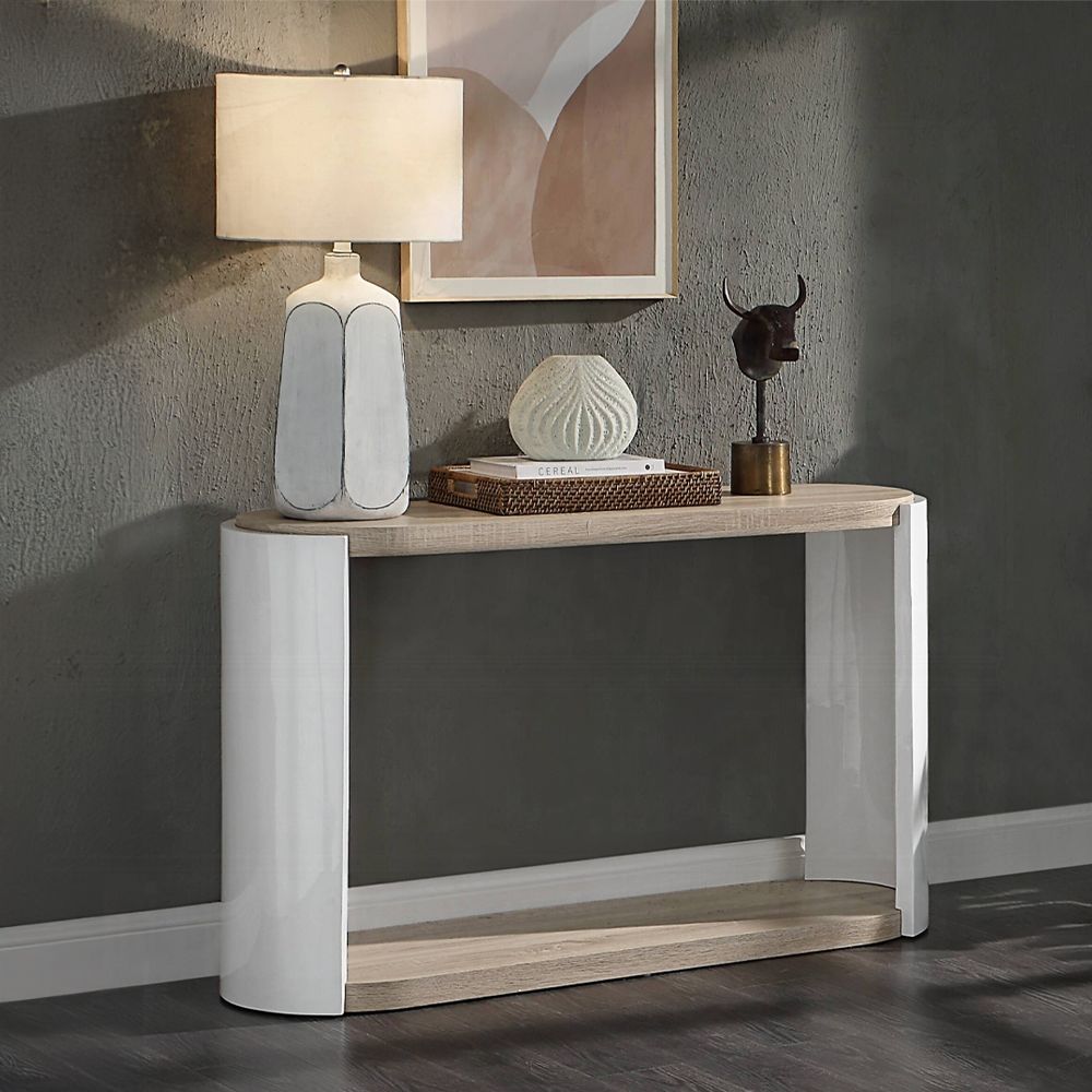 WHITE WOODEN CONSOLE TABLE