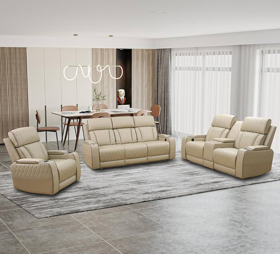 3PC BEIGE RECLINER SET