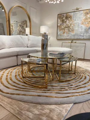 ROUND IVORY GREY RUG