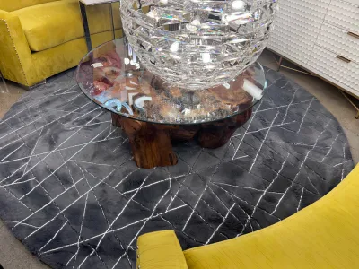 ROUND GREY SILVER RUG