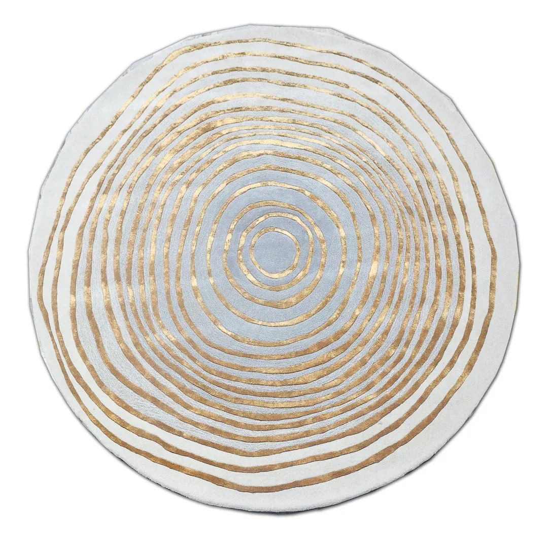 ROUND IVORY GREY RUG