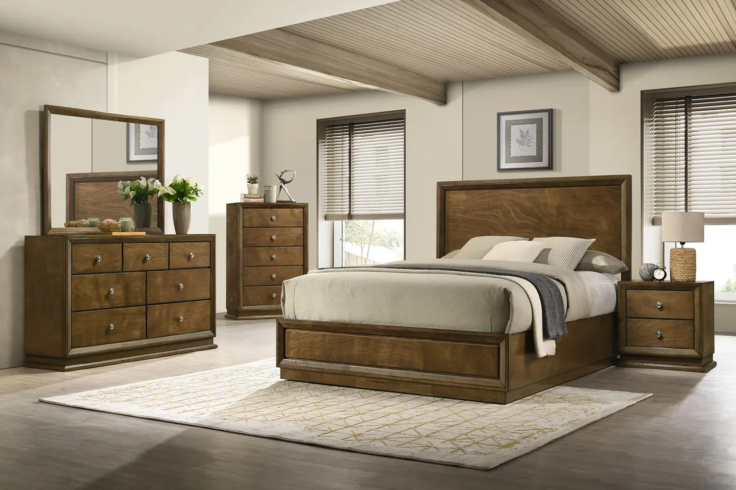 4PC WOODEN BEDROOM SET