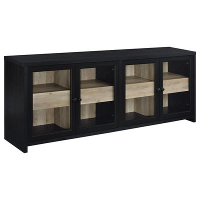 TV STAND BLACK AND WOOD